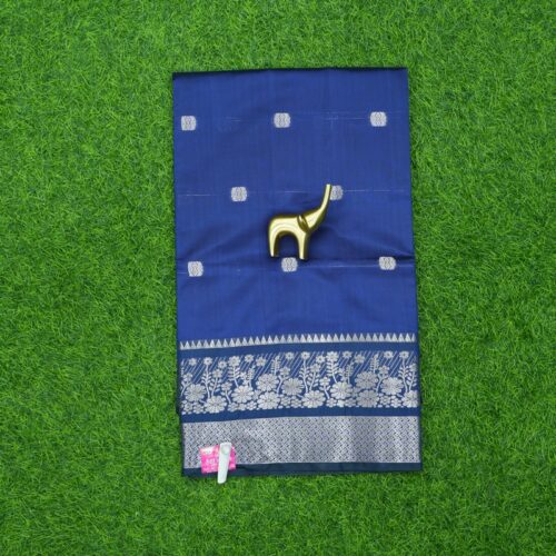 Navy Blue Color Daily Wear Saree With Traditional Zari Border