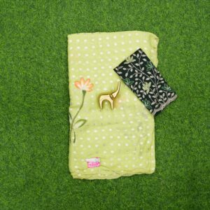 Pista Green and Bottle Green Color Blouse Floral Printed with Embroidered Work Saree