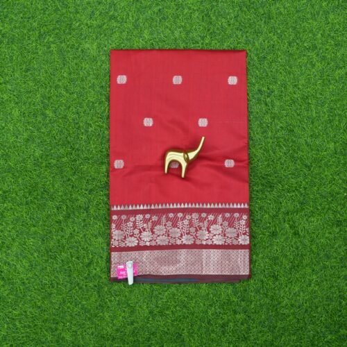Red Color Daily Wear Saree With Traditional Zari Border