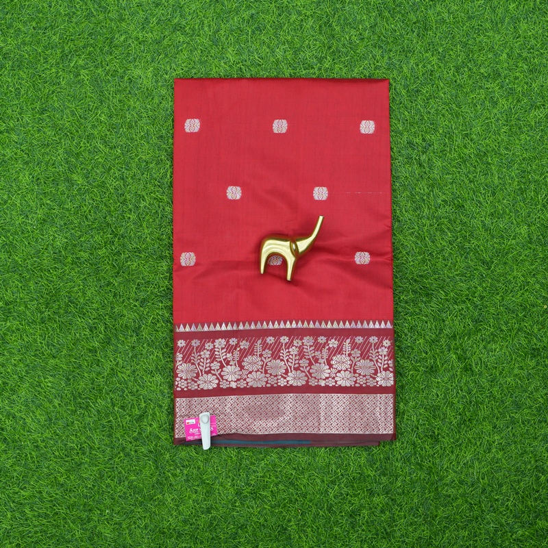 Red Color Daily Wear Saree With Traditional Zari Border