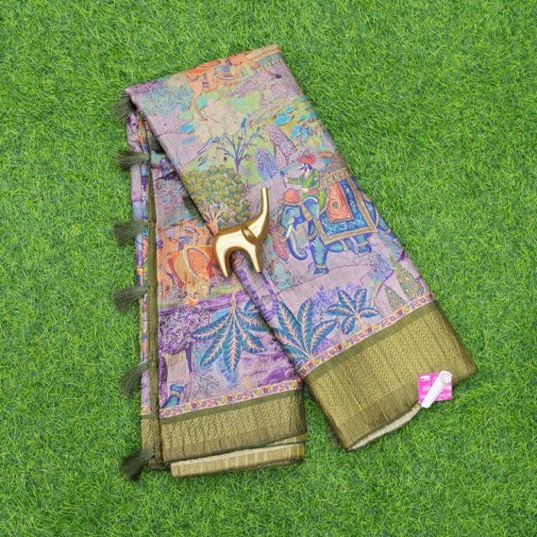 Lavender and Blue Color Designer Daily Wear Saree
