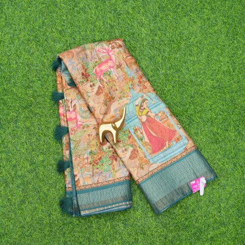Orange and Green Color Designer Daily Wear Saree