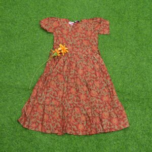 3 680 BRICK RED Brick Red Color Floral Designer Long Frock