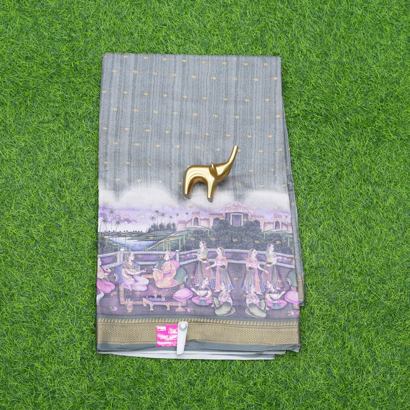 Grey Color Designer Daily Wear Saree