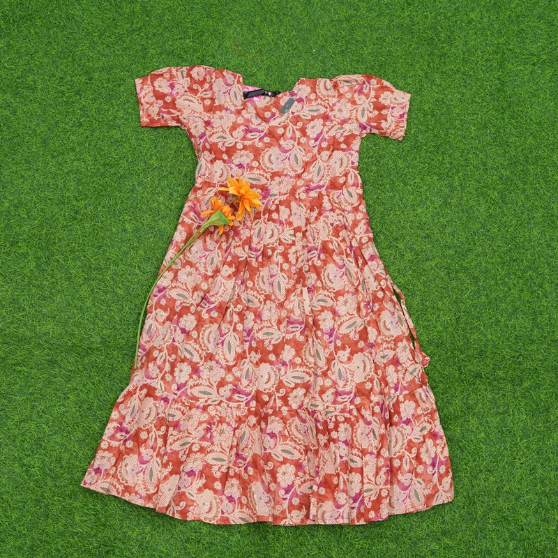 Peach Color Floral Designer Long Frock