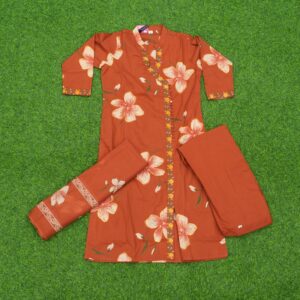 Orange Color 3pc Designer Dress