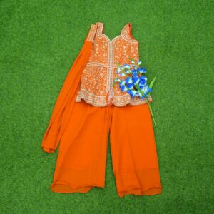 5 1200 ORANGE Orange Color Embroidered Georgette Designer Sharara Set