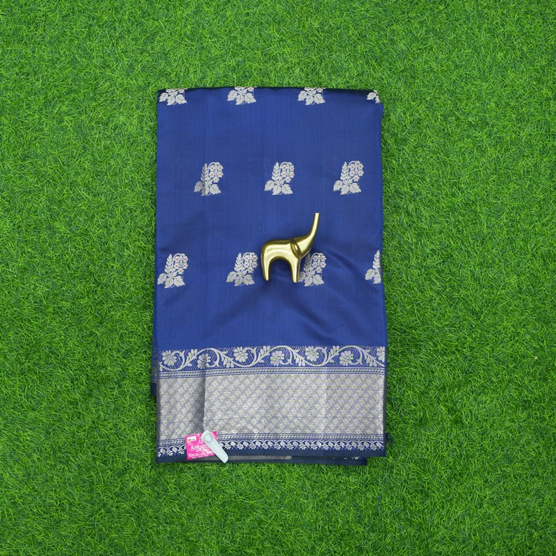 Navy Blue Color Daily Wear Saree With Traditional Zari Border