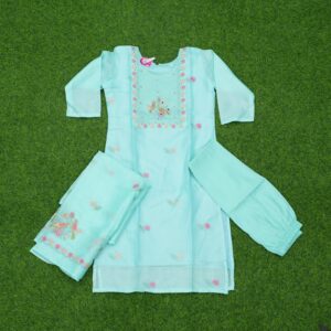 Sky Blue Color 3pc Designer Dress
