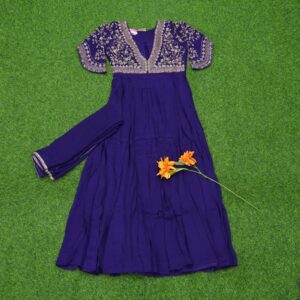 Purple Color Embroidered Designer Party Wear Long Frock