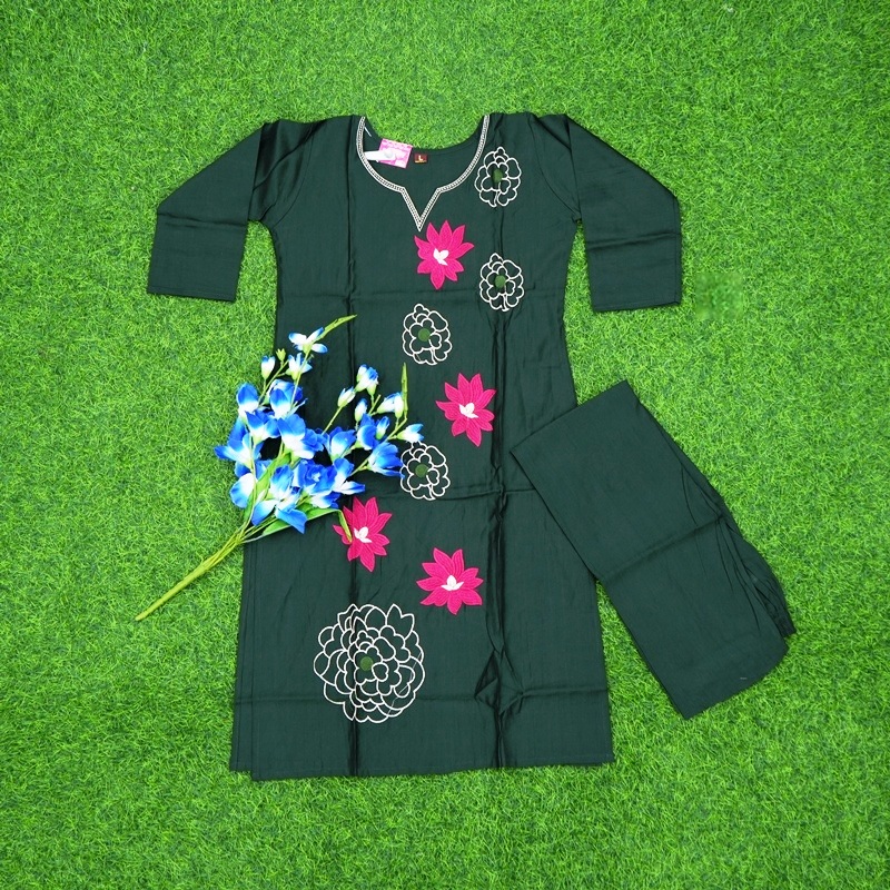 Green Color Embroidered Designer 2-piece Set