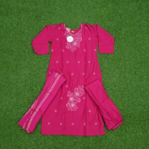 6 850 PINK Pink Color Floral Embroidered 3-Piece Designer Dress