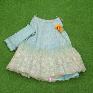 Sky Blue Color Embroidered Designer Bridal Lehenga