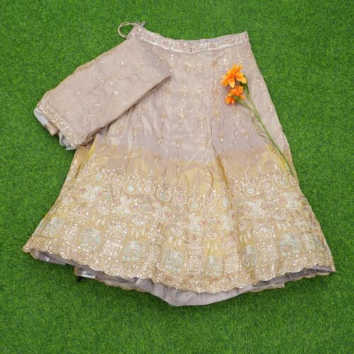 Light Mustard Yellow Color Embroidered Designer Bridal Lehenga