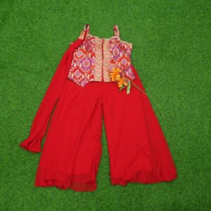 8 1980 ORANGE Red Color Embroidered Georgette Designer Sharara Set