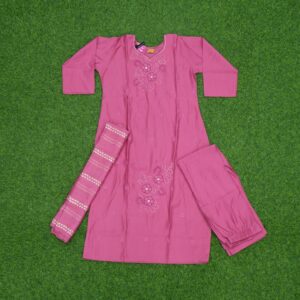 8 850 PINK Pink Color Floral Embroidered 3-Piece Designer Dress