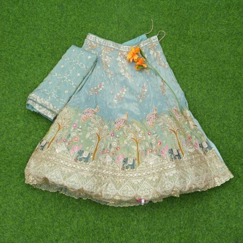Sea Green Color Embroidered Designer Bridal Lehenga