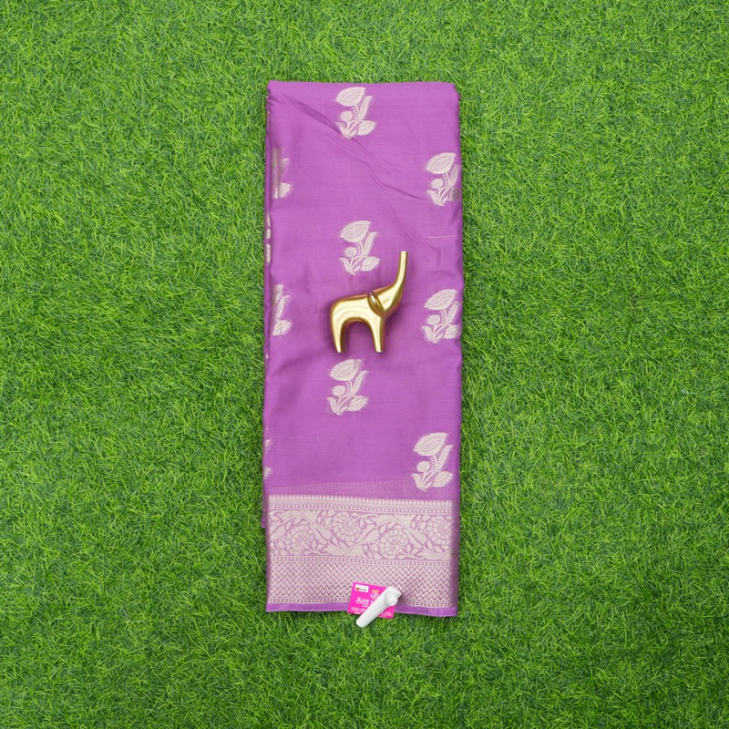 Lavender Color Traditional Zari Border Georgette Fancy Saree
