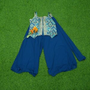 Teal Blue Color Embroidered Georgette Designer Sharara Set