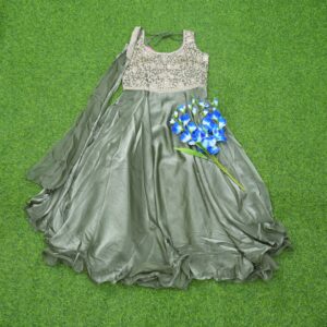 Green Color Embroidered Designer Party Wear Long Frock
