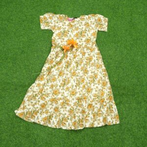 9 680 CREAM Cream and Yellow Color Floral Designer Long Frock
