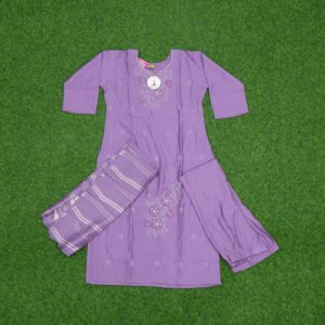 9 850 LAVENDER Lavender Color Floral Embroidered 3-Piece Designer Dress