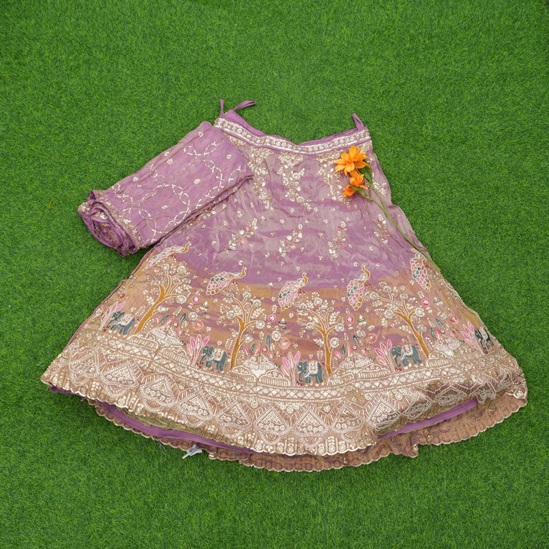 Rose Gold Color Embroidered Designer Bridal Lehenga