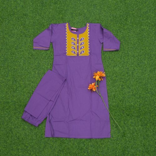 Purple Color Geometric Embroidered 2-Piece Designer Dress