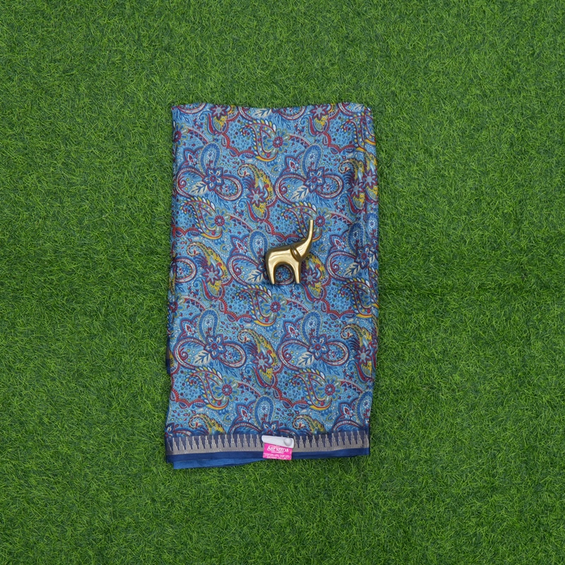 Blue Color Georgette Paisley Print Daily Wear Saree