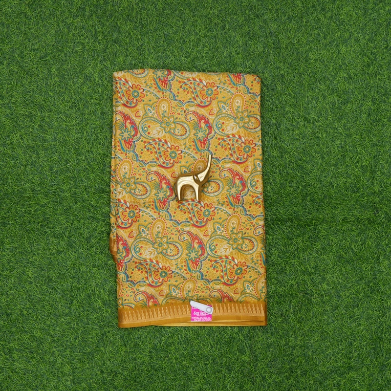 Yellow Color Georgette Paisley Print Daily Wear Saree