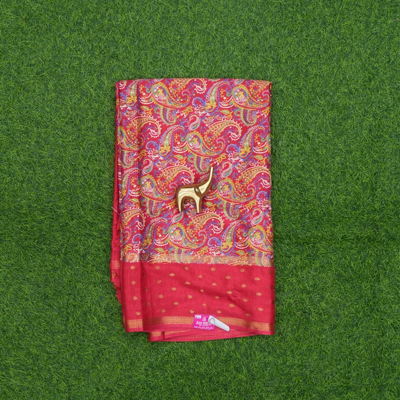 Red Color Georgette Paisley Print Daily Wear Saree