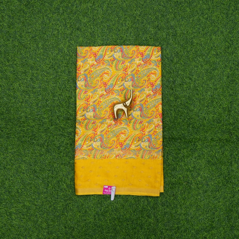 Yellow Color Georgette Paisley Print Daily Wear Saree