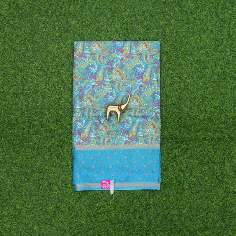 Sky Blue Color Georgette Paisley Print Daily Wear Saree