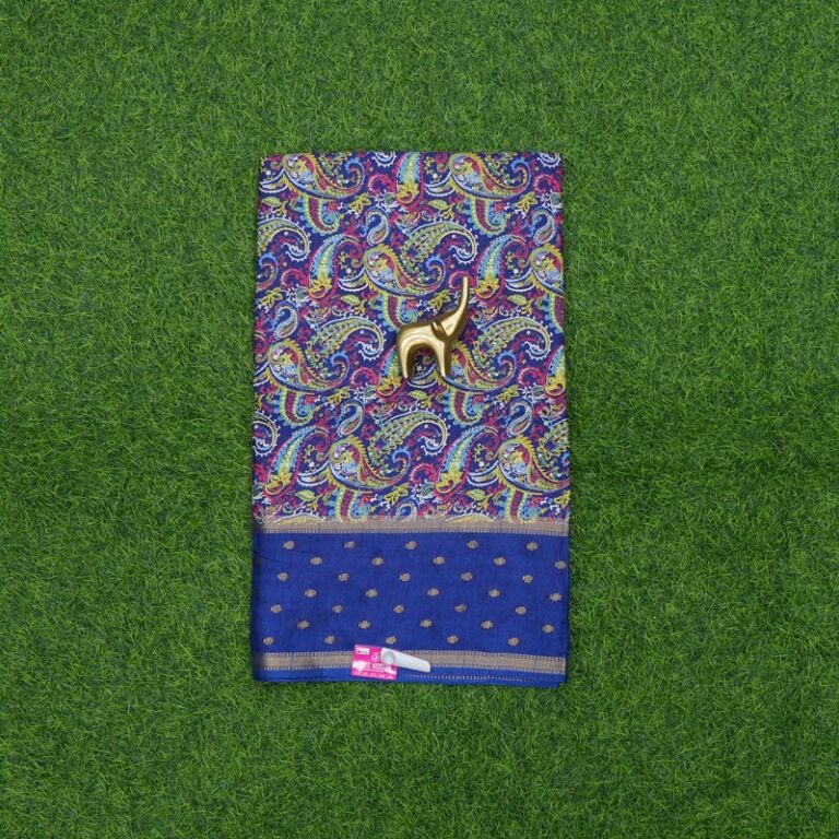 Royal Blue Color Georgette Paisley Print Daily Wear Saree