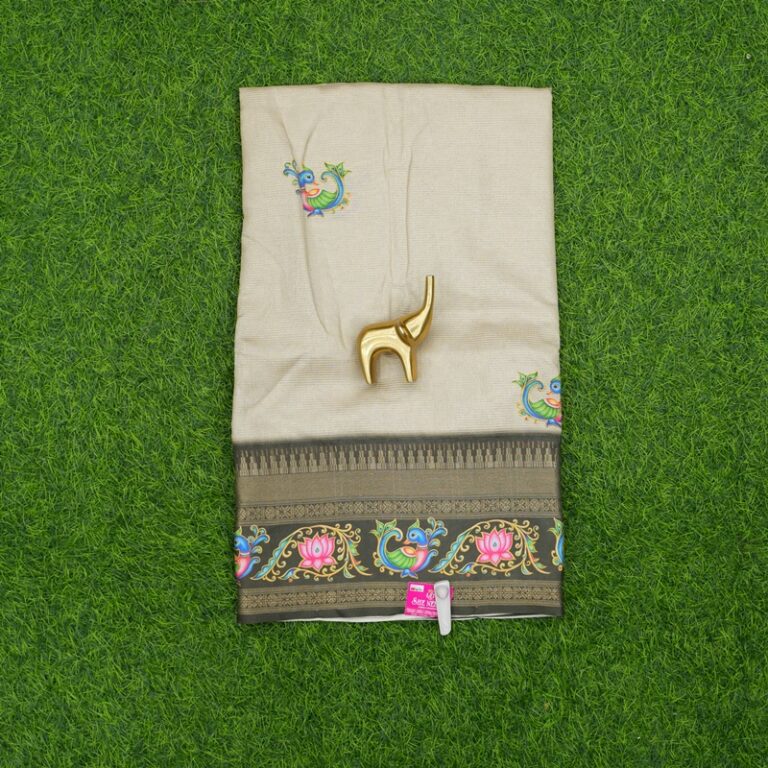 Cream and Brown Color Daily Wear Saree