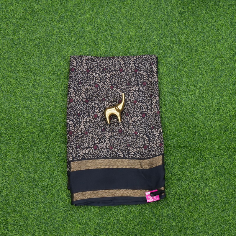 Black Color Floral Jaal Print Daily Wear Saree