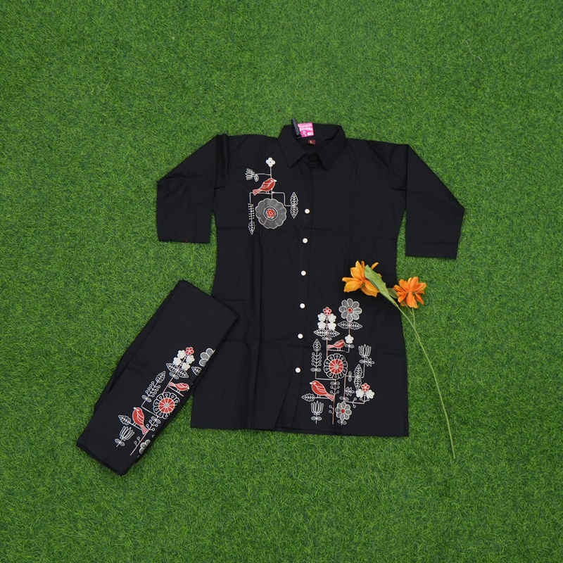 Black Color Thread Embroidered 2-Piece Designer Dress