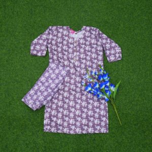 1 300 Purple Color Floral Printed 2-Piece Designer Dress