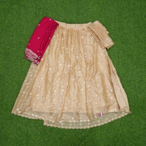 1 3900 Gold and Rani Pink Color Designer Traditional Half Saree