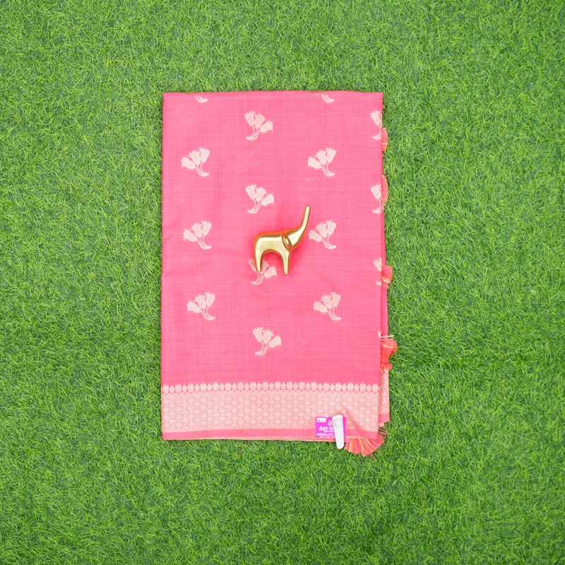 Peach Color Banarasi Silk Zari Butty's Fancy Saree