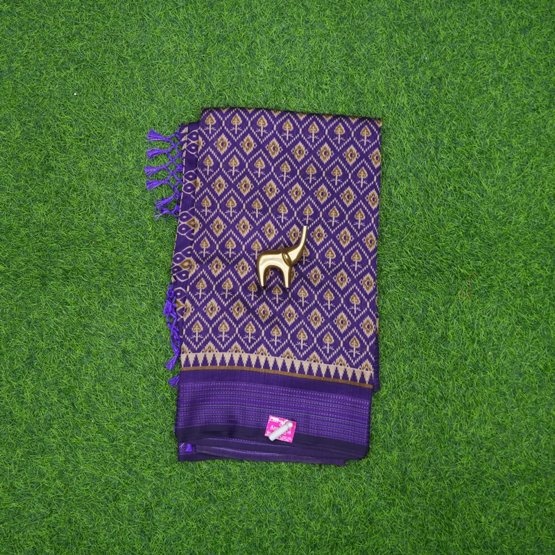 Purple Color Traditional Geometric Ikkat Print Saree