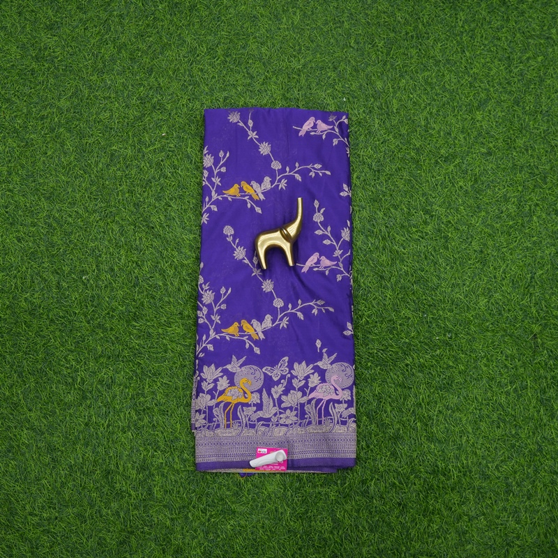Deep Violet Color Banarasi Katan Silk Shikargah Designer Fancy Saree