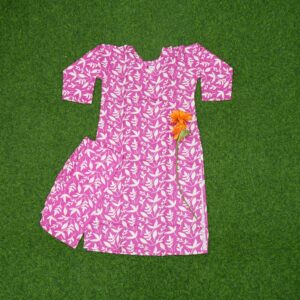 Pink and White Color Botanical Leaf Printed Ethnic Co-ord Set