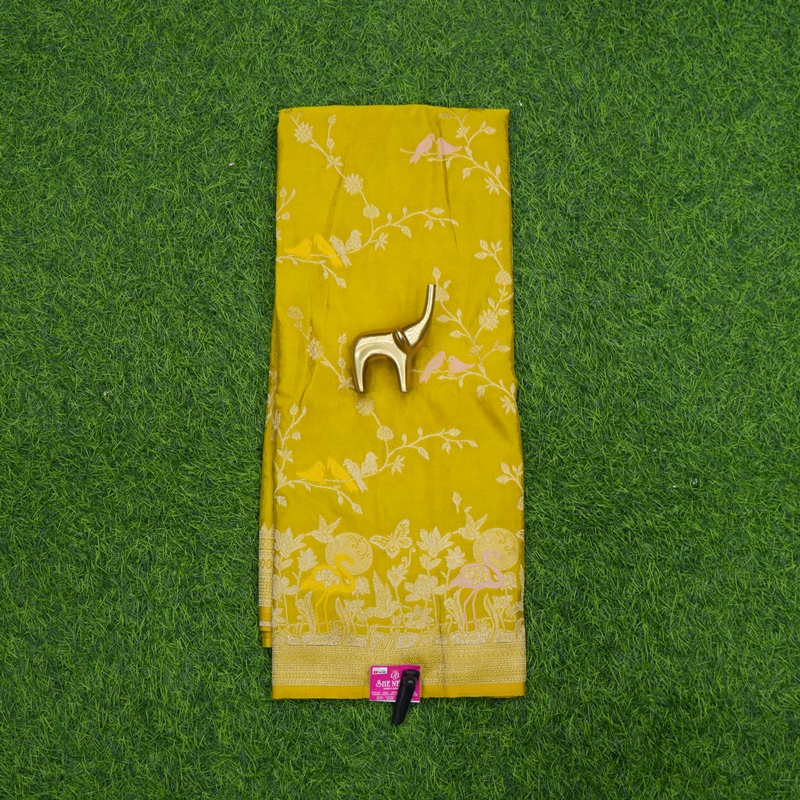 Yellow Color Banarasi Katan Silk Shikargah Designer Fancy Saree