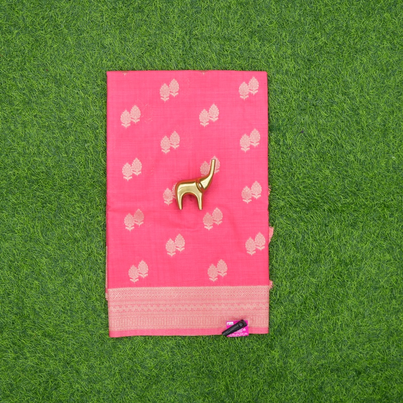 Rani Pink Color Banarasi Silk Leaf Butta Fancy Saree