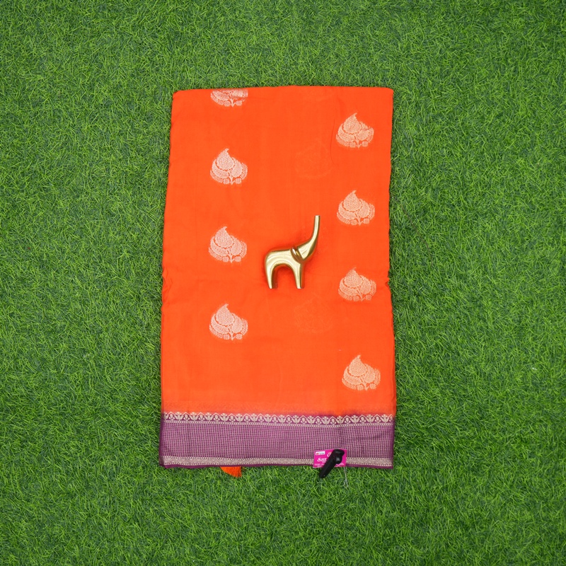 Orange and Purple Color Banarasi Silk Fancy Saree