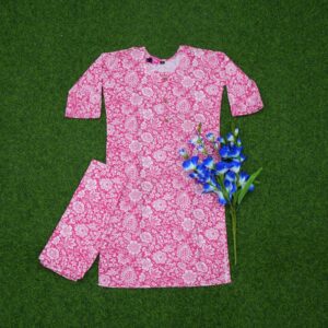 12 300 Pink Color Jaipuri Floral Printed 2-Piece Designer Dress