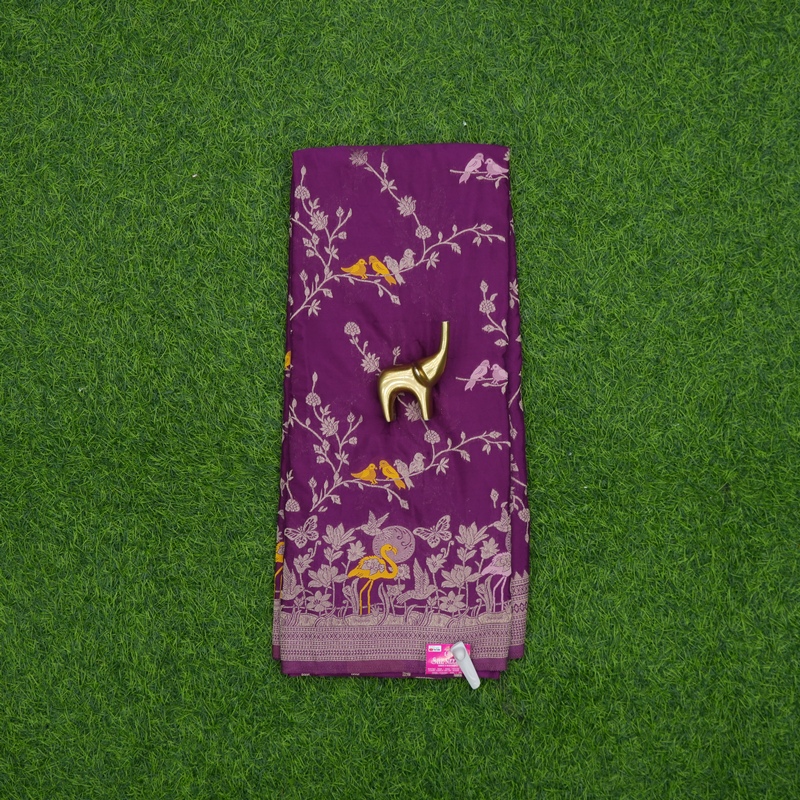 Purple Color Banarasi Katan Silk Shikargah Designer Fancy Saree