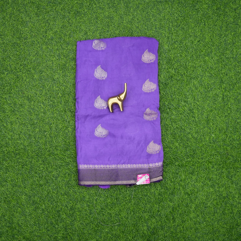 Purple Color Traditional Zari Border Georgette Fancy Saree