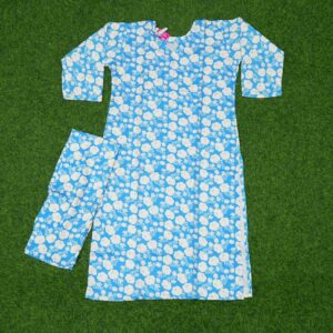 13..500 Turquoise and White Color Small Floral Printed Ethnic Co-ord Set
